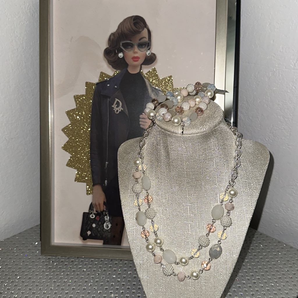 Charter Club Silver-Tone Faux Pearl Necklace With Matching Bracelet In Euc